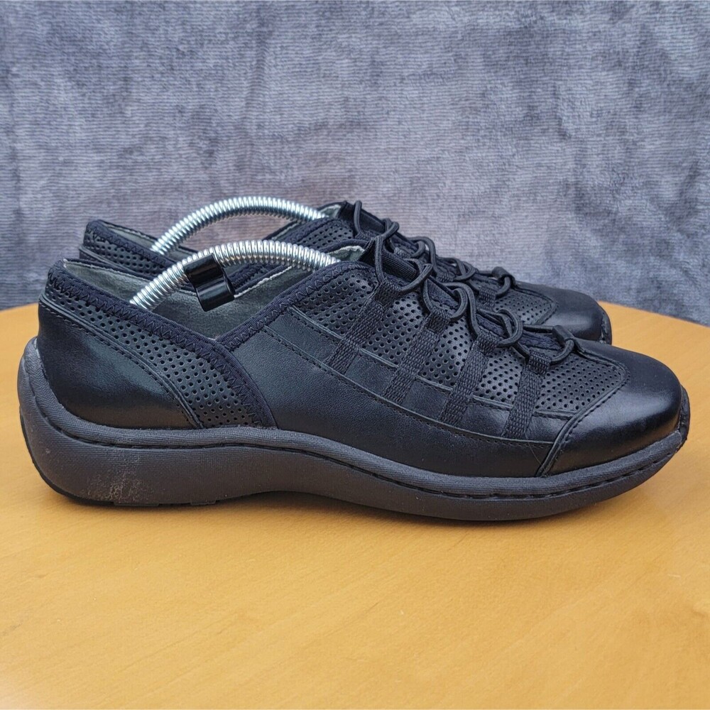Klogs Pathway Active Sneaker Shoes Women's Sz7 Black Bungee Lace Suede Leather